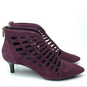 Rockport booties size 8.5 39 plum purple suede cut out cap pointy toe boots